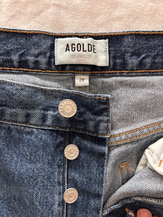 Agolde Dame High Rise Wide Leg Jeans in Control - Size 29, Dark Wash - Picture 2 of 5